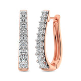10K Rose Gold Diamond 1 Ct.Tw. Classic Hoop Earrings