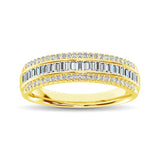14K Yellow Gold Round and Baguette Diamond 2/5 Ct.Tw. Anniversary Band