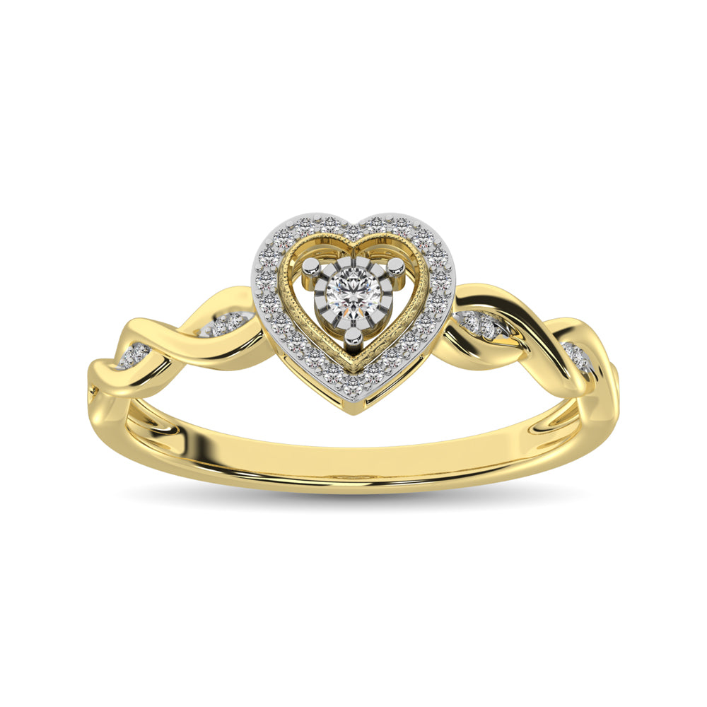 10K Yellow Gold Diamond 1/10 Ct.Tw. Heart Ring