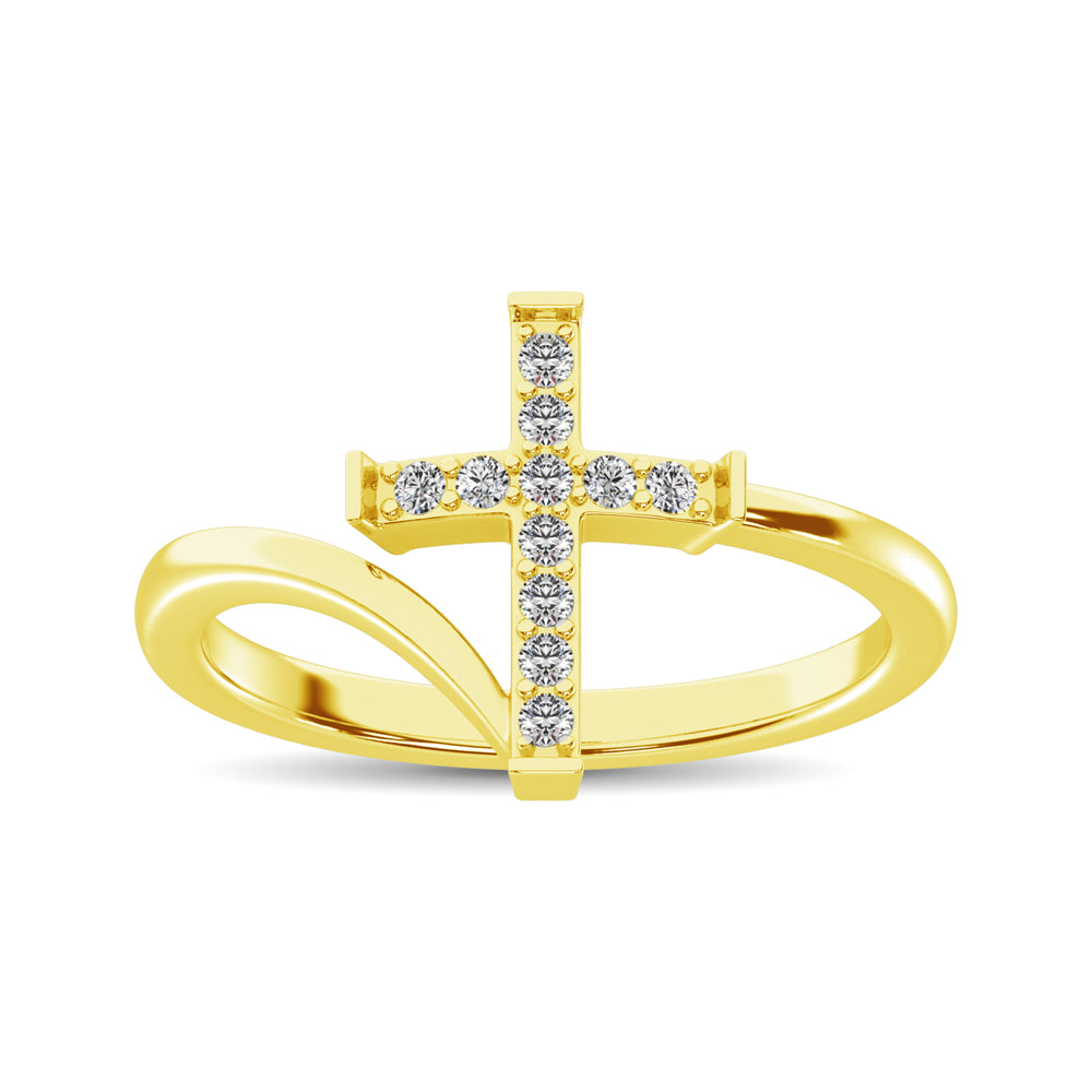 10K Yellow Gold Diamond 1/8 Ct.Tw. Cross Ring