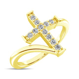10K Yellow Gold Diamond 1/8 Ct.Tw. Cross Ring