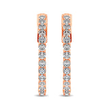 14K Rose Gold Diamond 1/2 Ct.Tw. In and Out Hoop Earrings