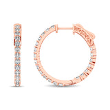 14K Rose Gold Diamond 1/2 Ct.Tw. In and Out Hoop Earrings