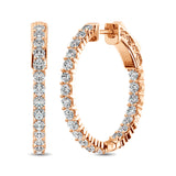 14K Rose Gold Diamond 1/2 Ct.Tw. In and Out Hoop Earrings