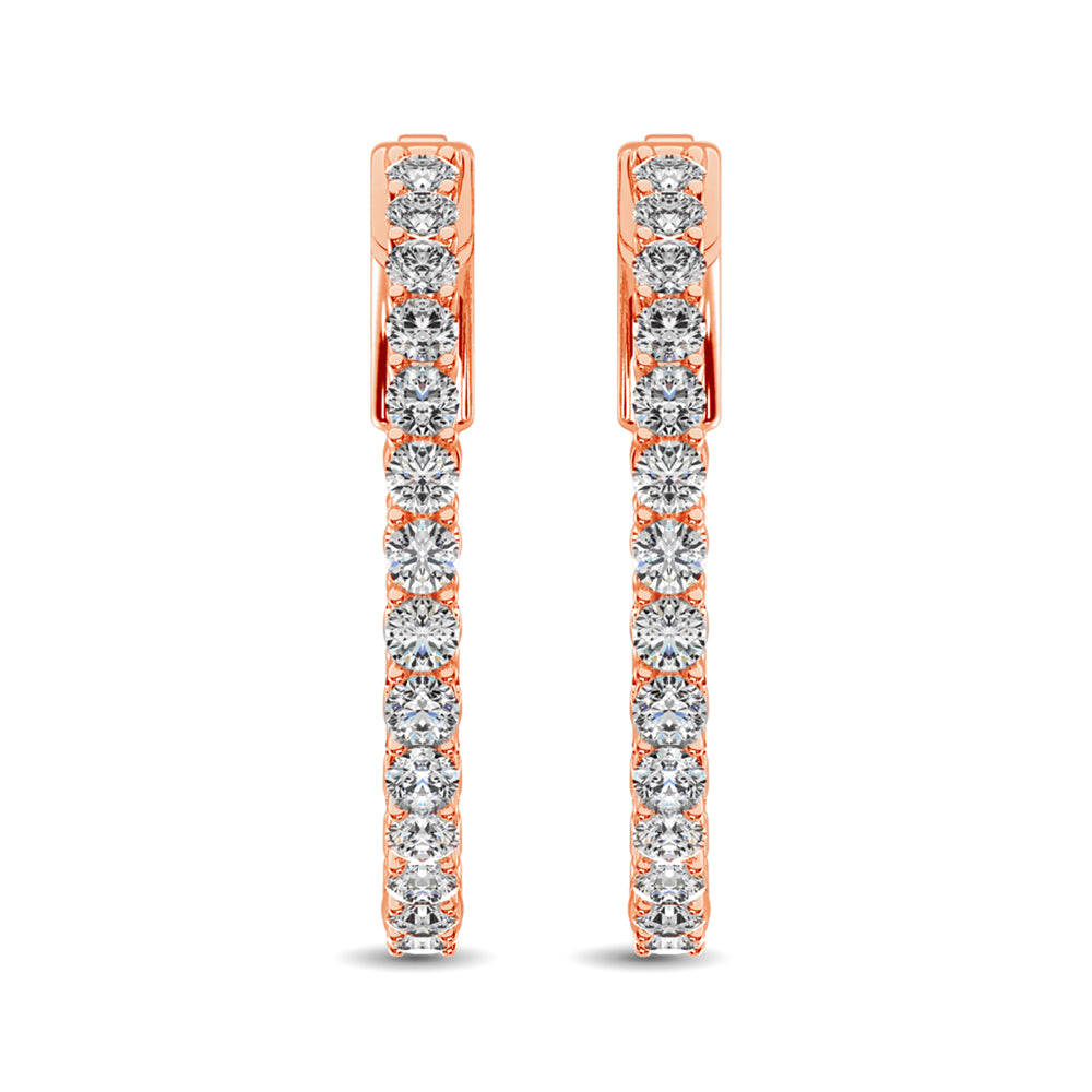 10K Rose Gold Diamond 2 Ct.Tw. In and Out Hoop Earrings