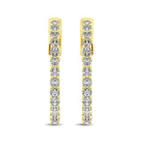 14K Yellow Gold Diamond 2 Ct.Tw. In and Out Hoop Earrings