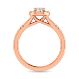 Diamond  Split Shank Single Halo Bridal Ring 1 ct tw Round Cut in 14K Rose Gold