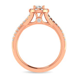 Diamond  Twist Shank Single Halo Bridal Ring 1 ct tw Oval Cut in 14K Rose Gold