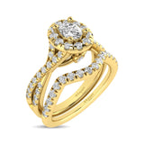 Diamond  Twist Shank Single Halo Bridal Ring 1 ct tw Oval Cut in 14K Yellow Gold