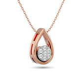 Diamond Tear Shape Pendant 1/10 ct tw Round Cut in 10K Rose Gold