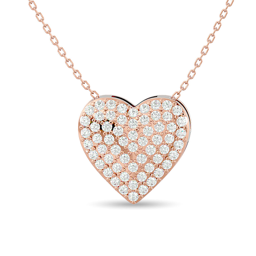 Diamond Heart Pendant 1/4 ct tw Round Cut in 10K Rose Gold