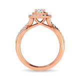 Diamond  Twist Shank Double Halo Bridal Ring 1 ct tw Round Cut in 14K Rose Gold