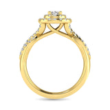 Diamond  Twist Shank Double Halo Bridal Ring 1 ct tw Oval Cut in 14K Yellow Gold