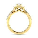 Diamond  Twist Shank Double Halo Bridal Ring 1 ct tw Emerald Cut in 14K Yellow Gold