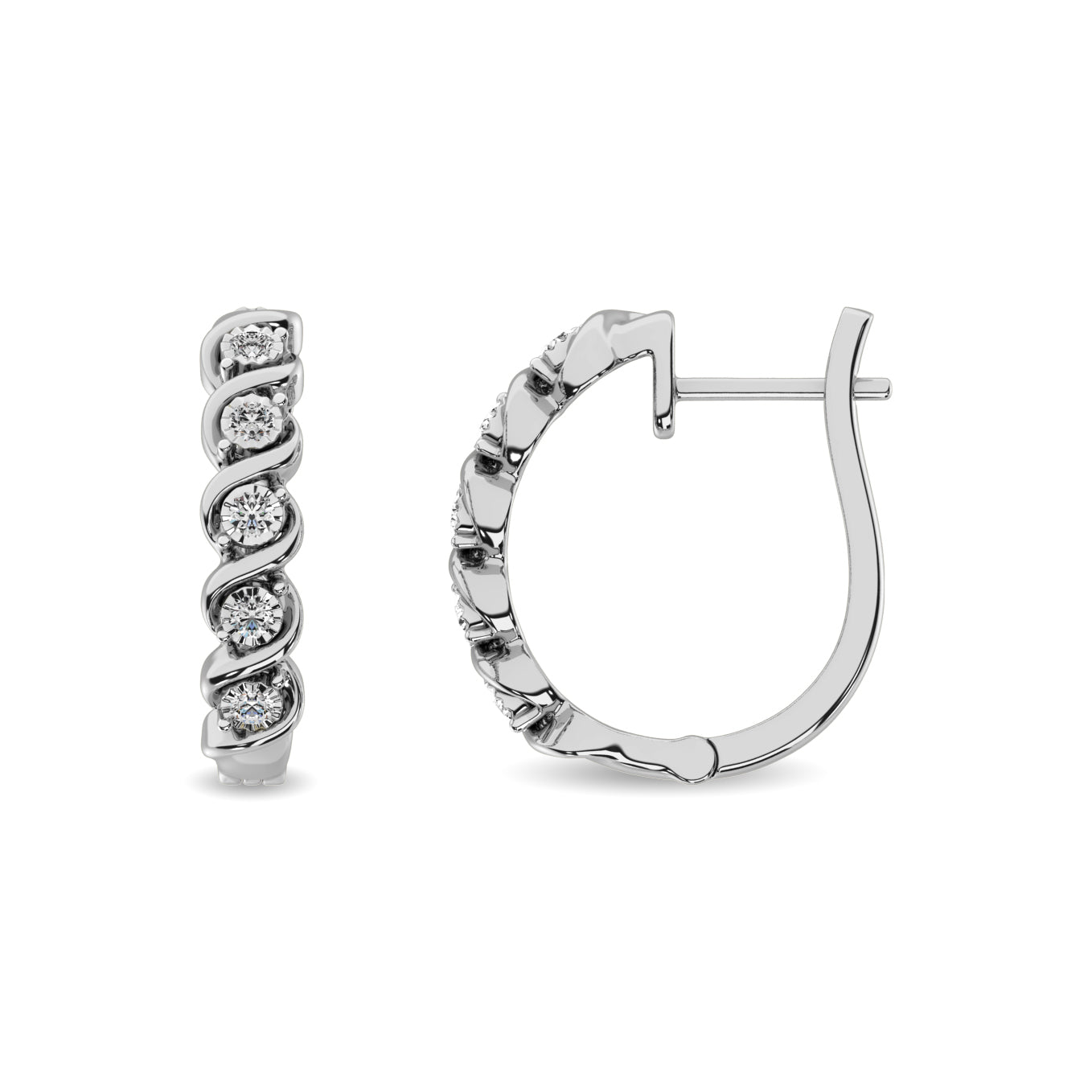 14K White Gold 1Ct Diamond Fashion Hoop Earrings – Michaels Jewelers