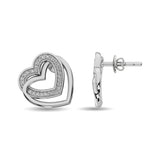 Diamond Duel Heart Earrings 1/50 ct tw in Sterling Silver