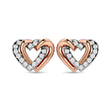 Diamond Duel Heart earrings 1/6 ct tw in 10K Rose Gold
