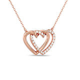 Diamond Duel Heart Fashion Necklace 1/8 ct tw in 10K Rose Gold