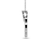 Diamond Round & Straight Buggete Open Flower Pendant 1/4 ct tw in 10K White Gold