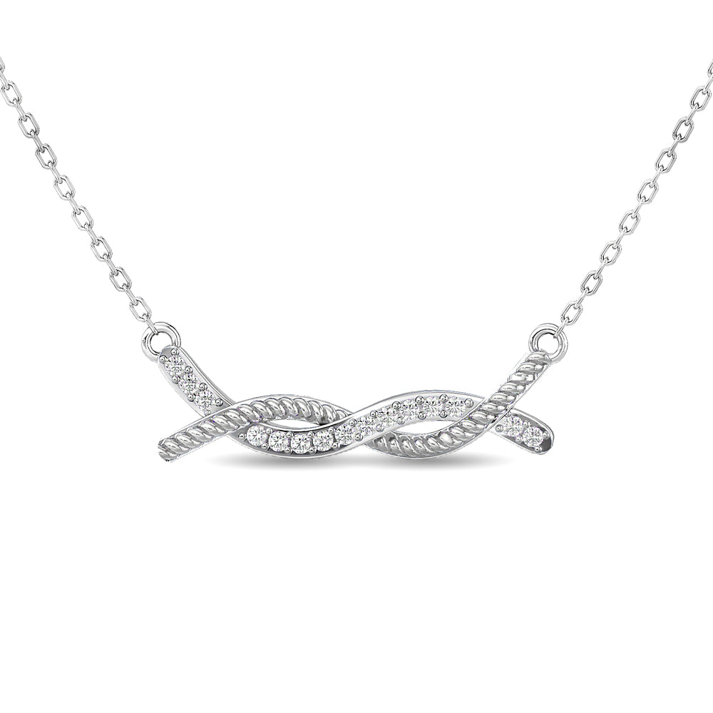Diamond Round Cut  Fashion Necklace 1/6 ct tw in 10K White Gold