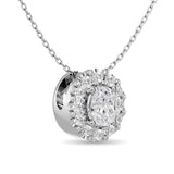 Diamond Oval Cut Single Halo Pendant 1/4 ct tw in 14K White Gold