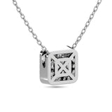 Diamond Princess Cut Double Halo Pendant 3/8 ct tw in 14K White Gold