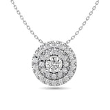 Diamond Round Cut Double Halo Pendant 3/8 ct tw in 14K White Gold