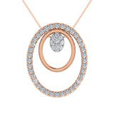 14K Pink Gold 1/2 Ct.Tw. Round Diamond Double Oval Shape Pendant