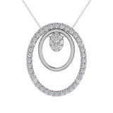 14K White Gold 1/2 Ct.Tw. Round Diamond Double Oval Shape Pendant