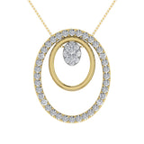 14K Yellow Gold 1/2 Ct.Tw. Round Diamond Double Oval Shape Pendant