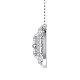 14K White Gold 3/4.Tw. Round and Baguette Diamond Oval Shape Necklace