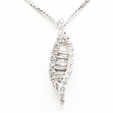 Leaf Style Pendant 0.52ct Round Diamonds & 0.67ct Baguette Cut Diamonds