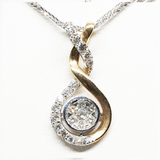 14kt Gold Two Tone Swirl Pendant 0.83ct Round Diamonds