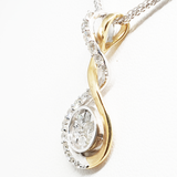 14kt Gold Two Tone Swirl Pendant 0.83ct Round Diamonds