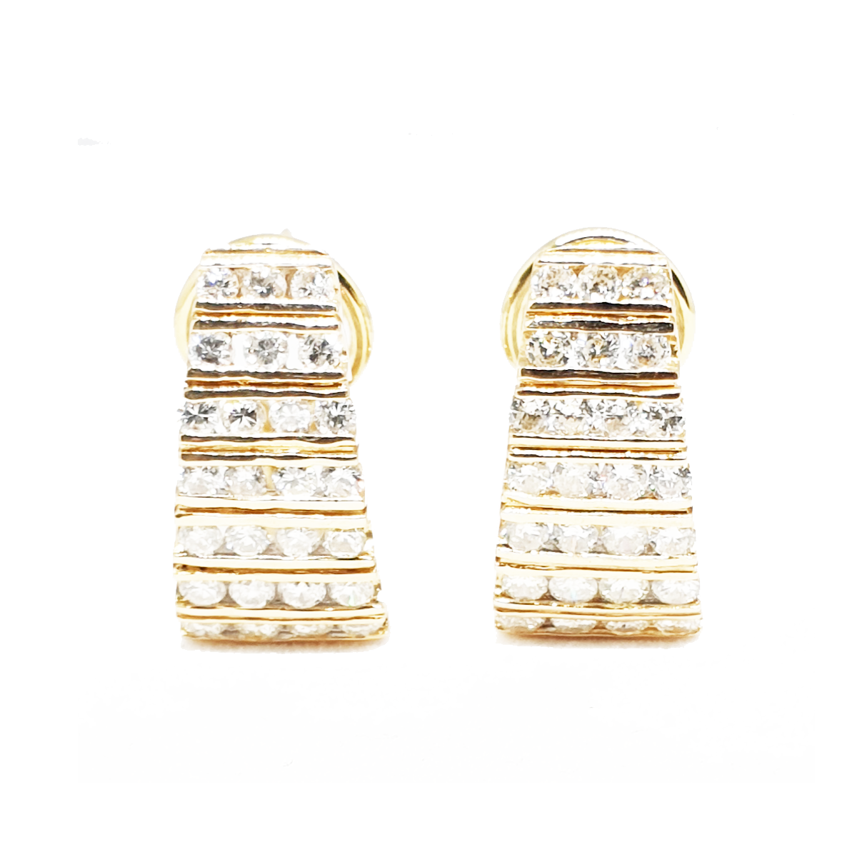 14kt Yellow Gold Channel Set Earrings 2.05ct Diamonds