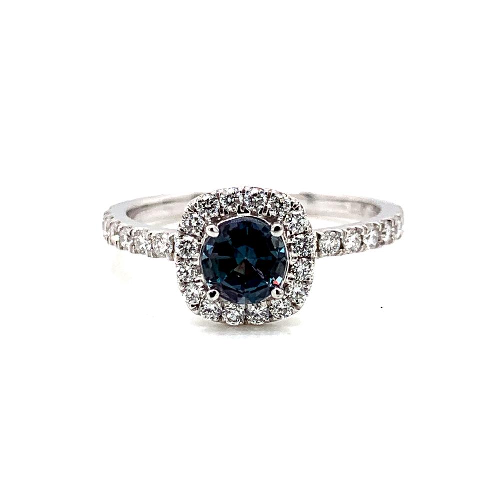 18k white gold ring with a GIA certified alexandrite