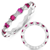 White Gold Ruby & Diamond Band