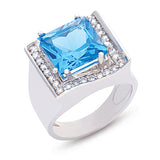 Blue Topaz.& Diamond Ring