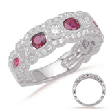 White Gold Ruby & Diamond Band