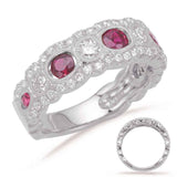 White Gold Ruby & Diamond Band