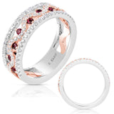 Rose & White Gold Ruby Diamond Band