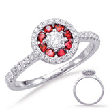 White Gold Ruby & Diamond Ring