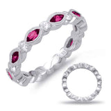 White Gold Ruby & Diamond Ring