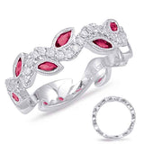 White Gold Ruby & Diamond Ring