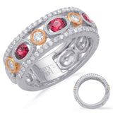 Rose & White Ruby & Diamond Ring
