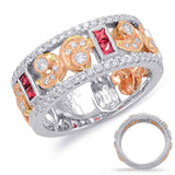 Rose & White Gold Ruby & Diamond Ring