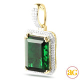 10KY 0.25CTW DIAMOND PENDANT WITH 7.00CT SYNTHETIC