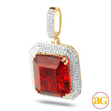 10KY 0.40CTW DIAMOND 2-ROW PENDANT WITH 9.72CT SYN