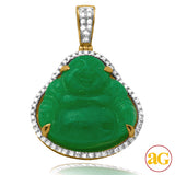 14KY 0.50CTW DIAMOND PENDANT WITH 15.80CT JADE BUD