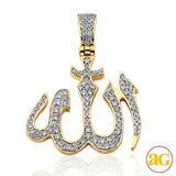 14KY 0.50CTW DIAMOND 'ALLAH' PENDANT - 3.5MM THICK